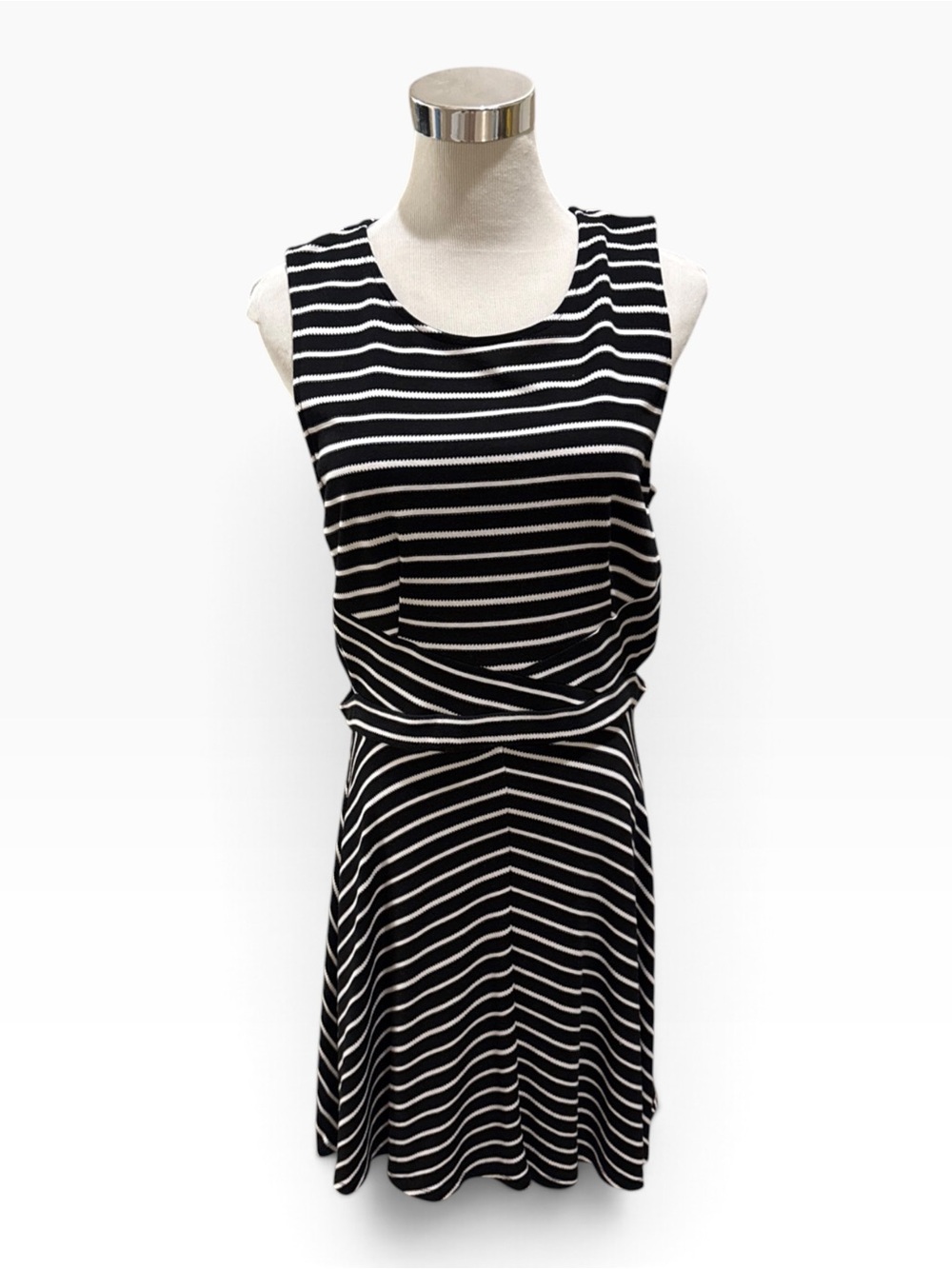 Xhilaration Women's Black & White Striped Sleeveless Dress Cutout Sides Size L